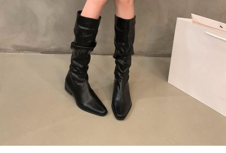 Ruched Mid-Calf Boots