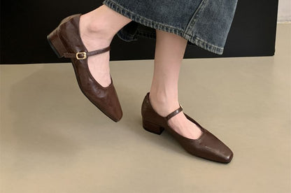 Block-Heel Mary Jane Flats