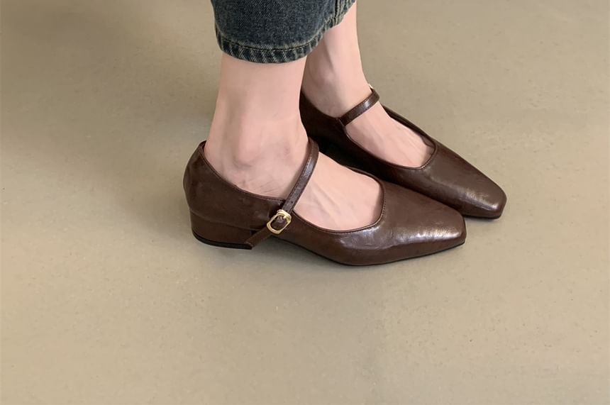 Block-Heel Mary Jane Flats