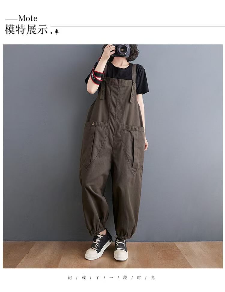 Plain Baggy Cargo Overalls
