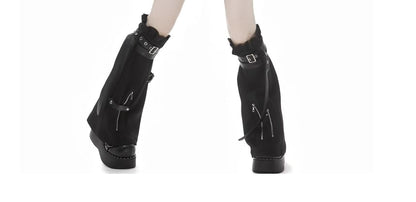 Plaid Numbering Applique Buckled Hood Panel Fluffy Zip Jacket