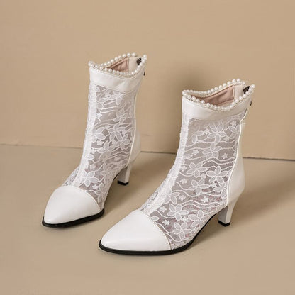 Block Heel Lace Short Boots
