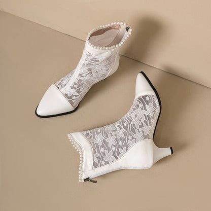 Block Heel Lace Short Boots