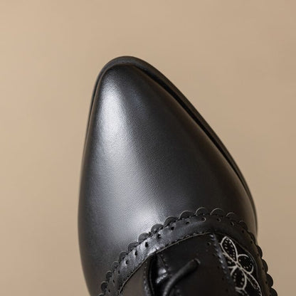 Short Block Heel Lace Boots