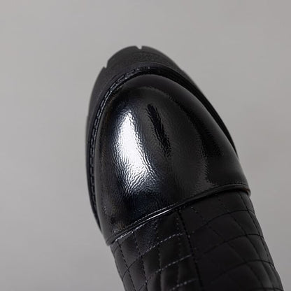 Block Heel Furry Trim Quilted Short Boots