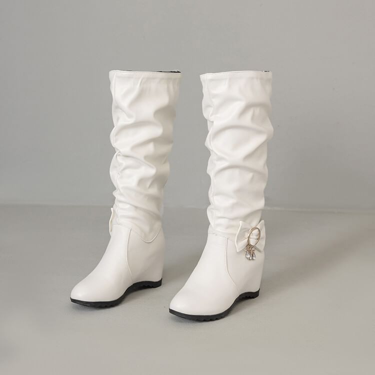Faux Leather Hidden Wedge Tall Boots