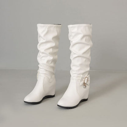 Faux Leather Hidden Wedge Tall Boots