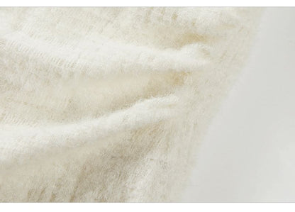 Mock Neck Tie-Up Lace Panel Top with Long Sleeves