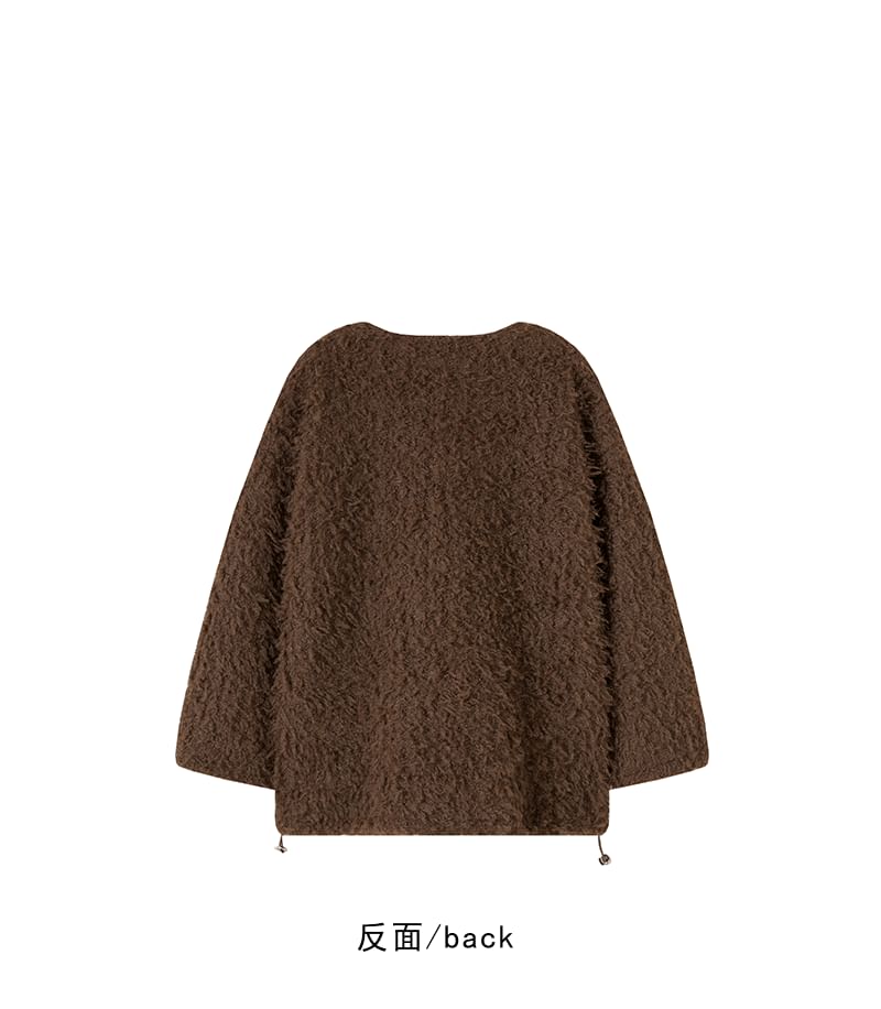 Crew Neck Sweater with Drawstring Lace-Up Front