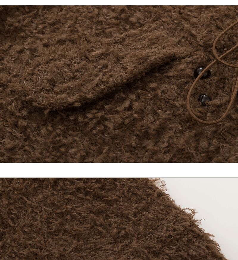 Crew Neck Sweater with Drawstring Lace-Up Front
