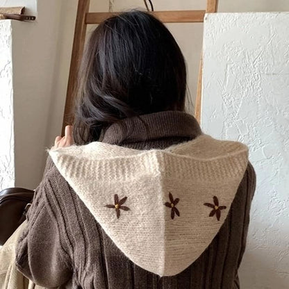 Floral Embroidered Knit Bonnet Hat