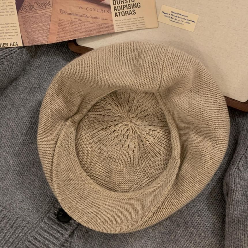 Plain Knit Newsboy Cap