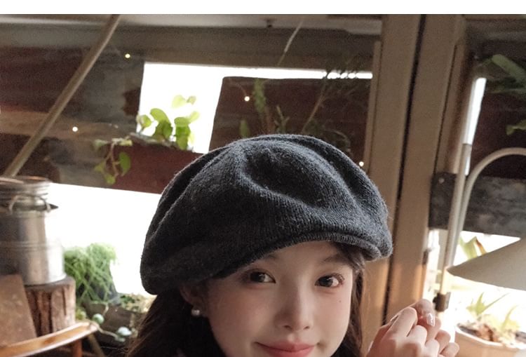 Plain Knit Newsboy Cap