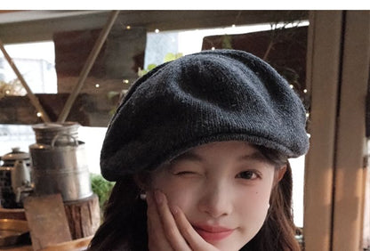 Plain Knit Newsboy Cap