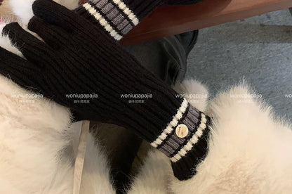 Color Block Knit Gloves