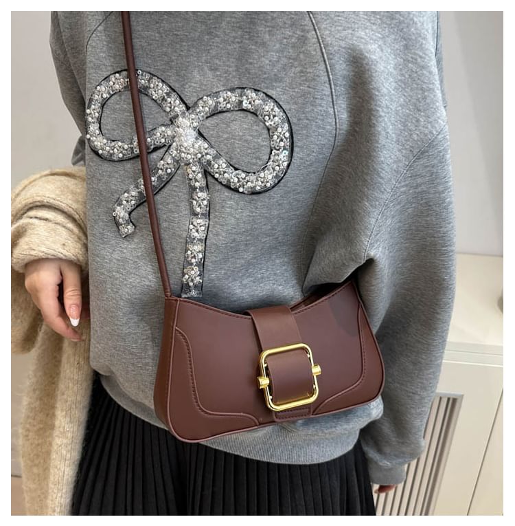Buckled Panel Shoulder Bag