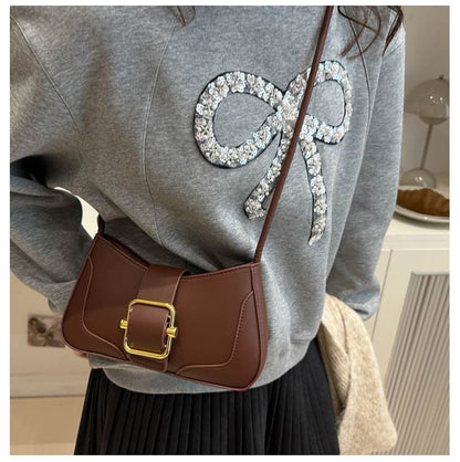Buckled Panel Shoulder Bag