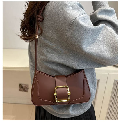 Buckled Panel Shoulder Bag