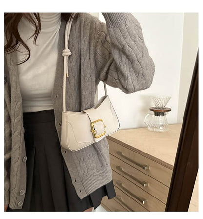 Buckled Panel Shoulder Bag