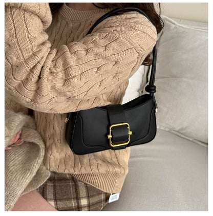 Buckled Panel Shoulder Bag