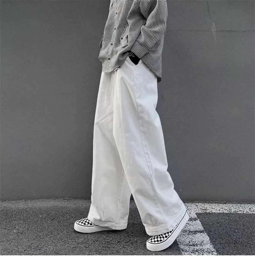 Mid Rise Plain Wide Leg Cargo Pants
