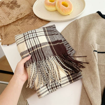 Plaid Fringed Scarf