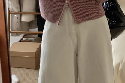 Long Sleeve Faux Fur Panel Ribbed-Knit Zip-Up Cardigan