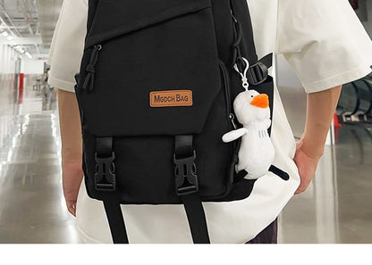 Plain Buckled Nylon Laptop Backpack / Bag Charm / Set