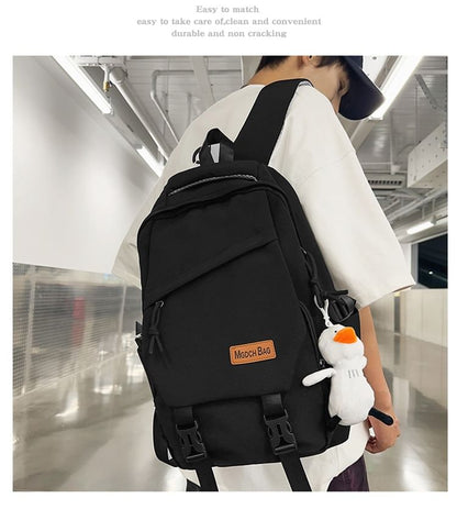 Plain Buckled Nylon Laptop Backpack / Bag Charm / Set