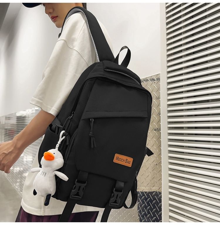 Plain Buckled Nylon Laptop Backpack / Bag Charm / Set