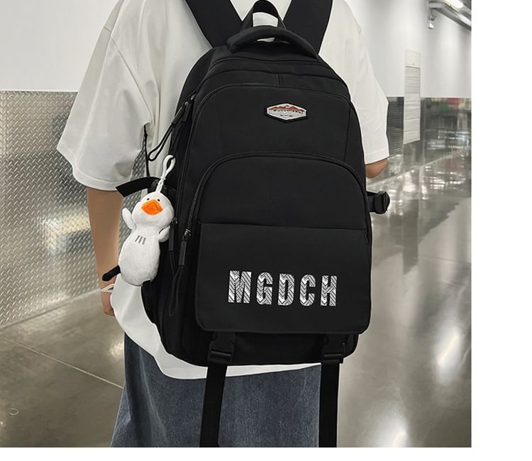 Lettering Print Nylon Laptop Backpack / Bag Charm / Set