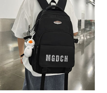 Lettering Print Nylon Laptop Backpack / Bag Charm / Set