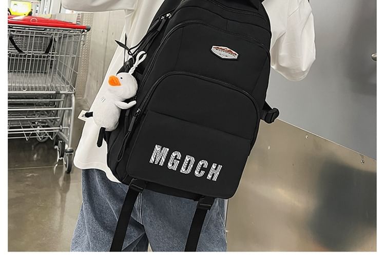 Lettering Print Nylon Laptop Backpack / Bag Charm / Set