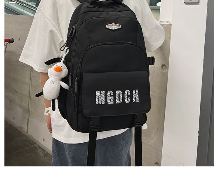 Lettering Print Nylon Laptop Backpack / Bag Charm / Set