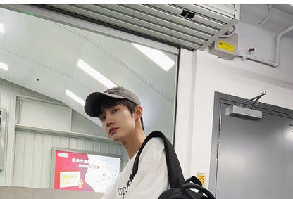 Lettering Print Nylon Laptop Backpack / Bag Charm / Set