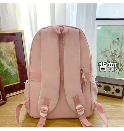 Dog Embroidered Nylon Laptop Backpack / Bag Charm / Badge / Set