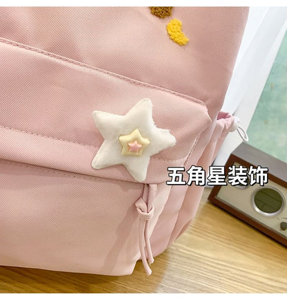 Dog Embroidered Nylon Laptop Backpack / Bag Charm / Badge / Set