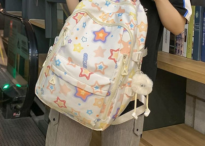 Star Print Nylon Laptop Backpack / Bag Charm / Set
