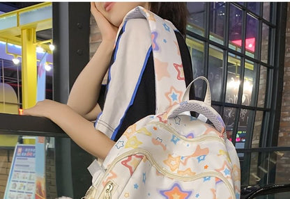 Star Print Nylon Laptop Backpack / Bag Charm / Set