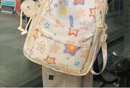 Star Print Nylon Laptop Backpack / Bag Charm / Set