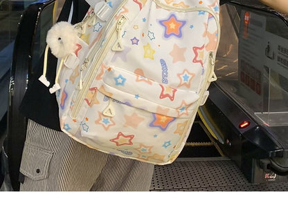 Star Print Nylon Laptop Backpack / Bag Charm / Set