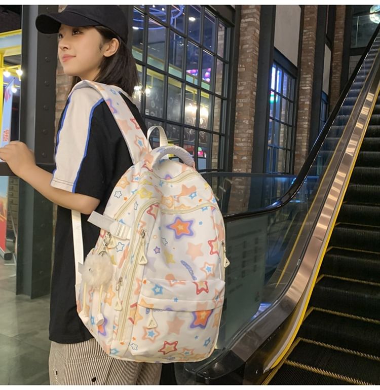 Star Print Nylon Laptop Backpack / Bag Charm / Set