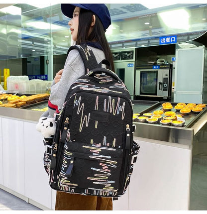 Embroidered Nylon Laptop Backpack / Tote Bag / Pencil Case / Bag Charm / Set