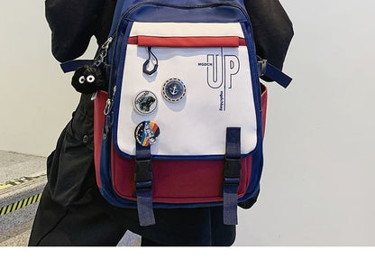 Lettering Print Nylon Laptop Backpack