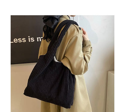 Sac fourre-tout uni en velours côtelé