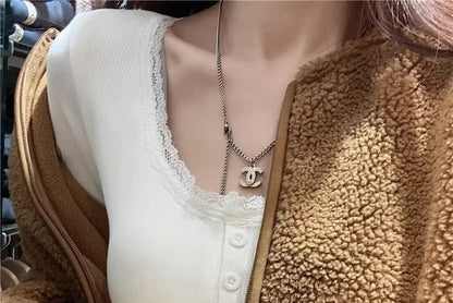 Scoop Neck Lace Trim Fitted Long Sleeve Top