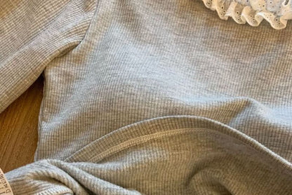 Lace Trim Fitted Long Sleeve Top