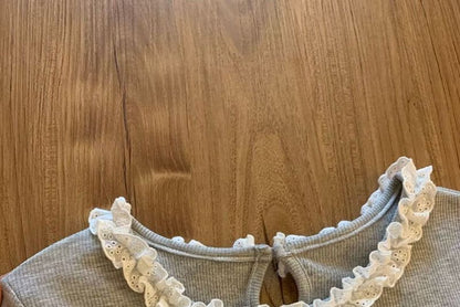 Lace Trim Fitted Long Sleeve Top