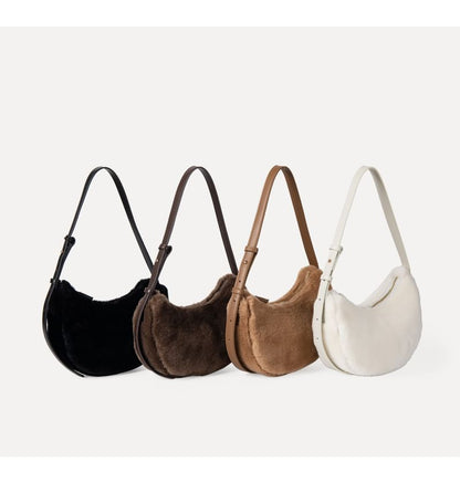 Plain Fluffy Shoulder Bag