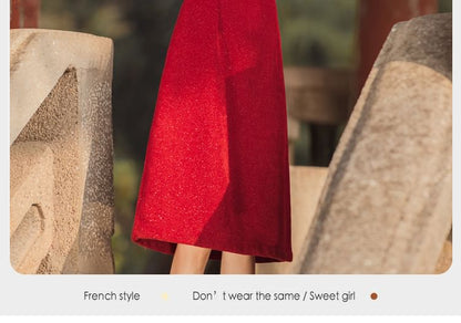 Long Sleeve Stand Collar Embroidery Tassel Midi Cheongsam Dress